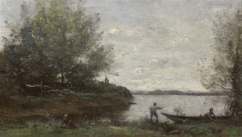 Jean Baptiste Camille Corot or Jean Corot (1796 - 1875) - "Le pêcheur et le batelier", Jean ...