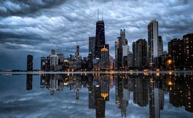 City Skyline Reflection at Night