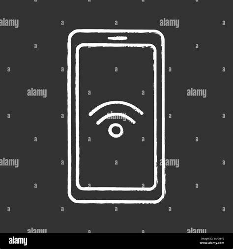 NFC smartphone signal chalk icon. NFC phone. Near field communication ...