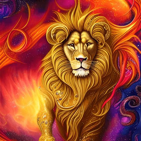 Zodiac Lion in Fire and Leo Zodiac · Creative Fabrica