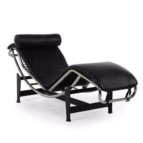 Le Corbusier Chaise Style Lounge Chair (Black Leather) - Nathan Rhodes Design Co. Ltd.