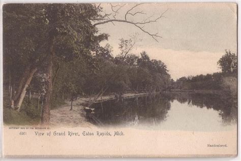 1900s Eaton Rapids, Michigan Postcard Grand River View photograph HAND ...