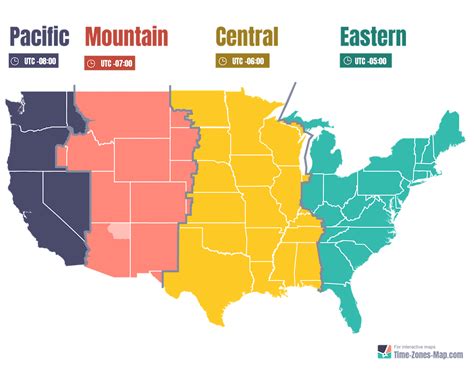 Map of USA with Timezones