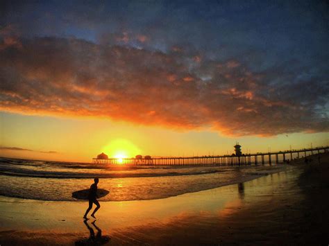 Huntington Beach Pier Sunset Photograph by Braden Moran