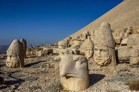 Antique Statues on Nemrut Mountain, Turkey. the UNESCO World Heritage ...