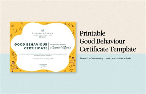 Printable Good Behaviour Certificate Template - Download in Word, Illustrator, PSD | Template.net