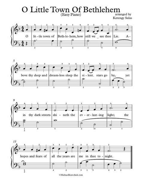 Free Piano Arrangement Sheet Music – O Little Town Of Bethlehem ...