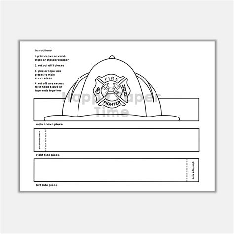 Firefighter Helmet Paper Crown Printable Coloring | Made By Teachers