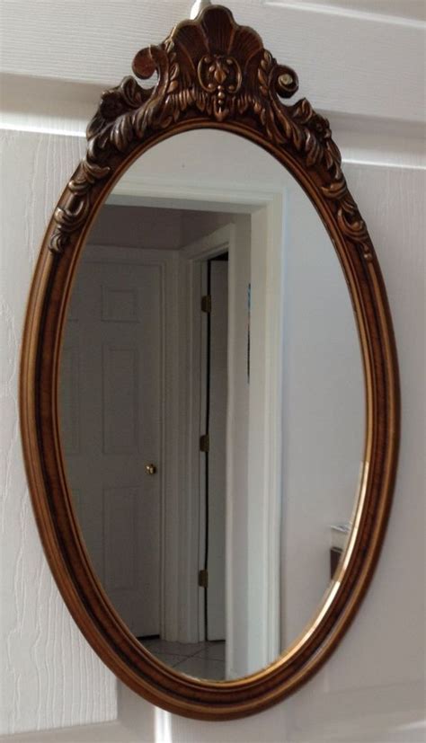 Vintage Oval Mirror - Wood Frame | Wood framed mirror, Oval mirror, Mirror