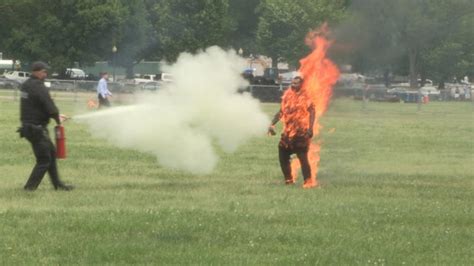 Man sets himself on fire outside the White House in Washington