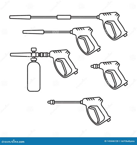 Set of Vector Illustration Pressure Washer Machine Silhouette Stock Vector - Illustration of ...