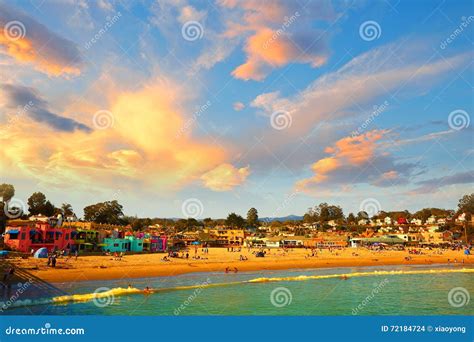 Capitola Beach Magical Sunset Editorial Stock Image - Image of magical, water: 72184724