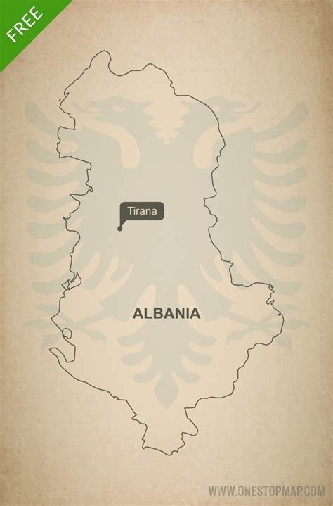 Free Vector Map of Albania Outline | One Stop Map