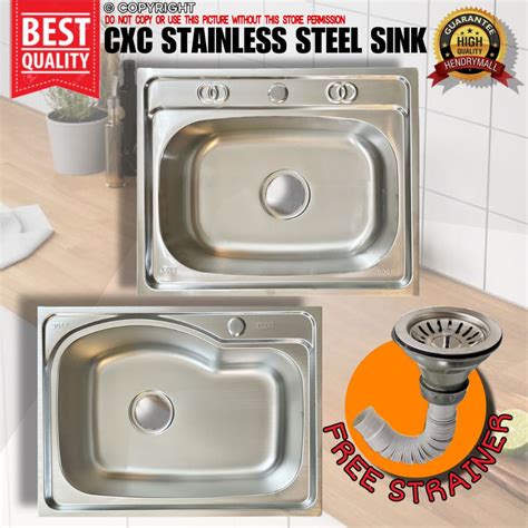 SUS304 Thick Stainless Steel Kitchen Sink Single Bowl with Free Strainer ( Lababo / Faucet ...