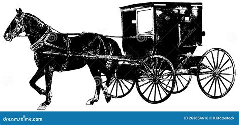 Amish Horse And Buggy Silhouette Black Cartoon Vector | CartoonDealer ...