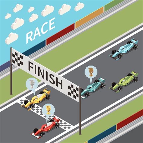 Free Vector | Car race isometric illustration with view of asphalt ...