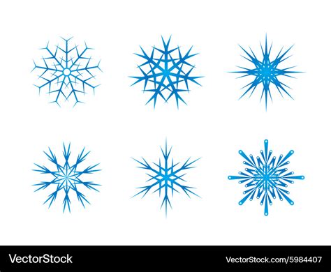 Blue frozen set of snowflakes isolated on white Vector Image