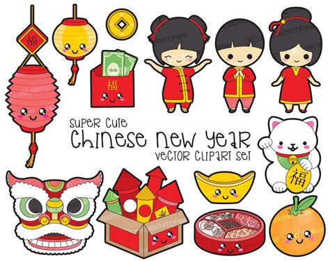 Premium Vector Clipart Kawaii Chinese New Year Clipart Big Kawaii Clip ...