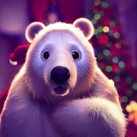 Personagem de natal urso polar fofo urso polar em ilustração animada de cenário de natal | Foto ...