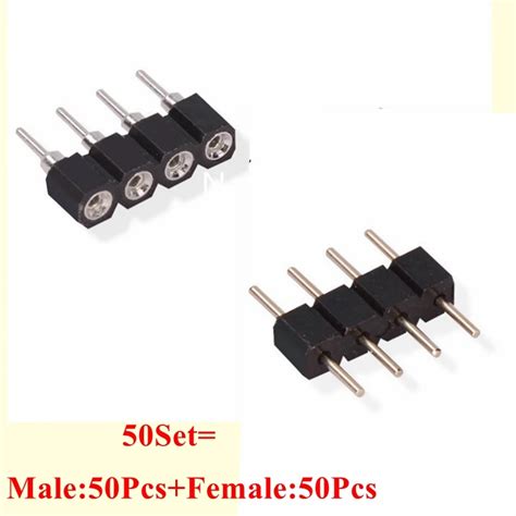 50Set/lot, 4pin RGB connector, 4 pin needle, Male and Female type 4pin ...