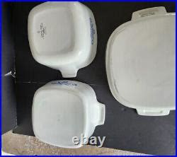 Blue Cornflower Corning Ware 5 pieces with lids - Vintage Corning Ware