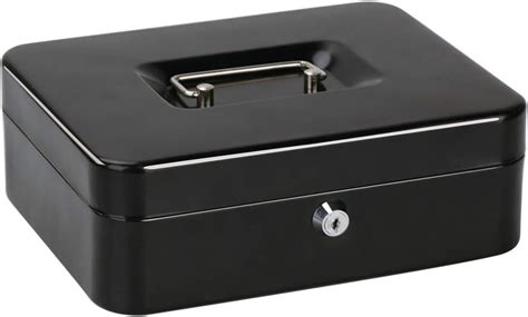 Jssmst Locking Metal Cash Box with Money Tray,Lock Box,Black X Large ...