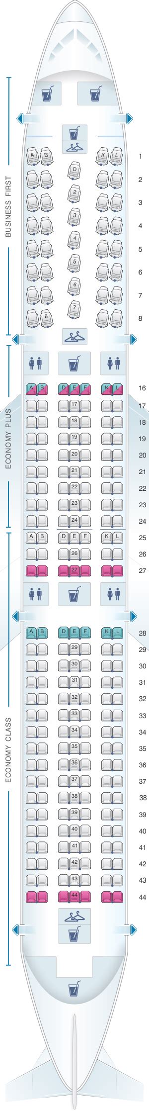 Seat Map United Airlines Boeing B767 400ER (764) | SeatMaestro.com