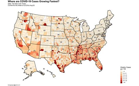 [Aug 03] - County-Level US Map of Weekly COVID-19 Cases per Capita : r ...