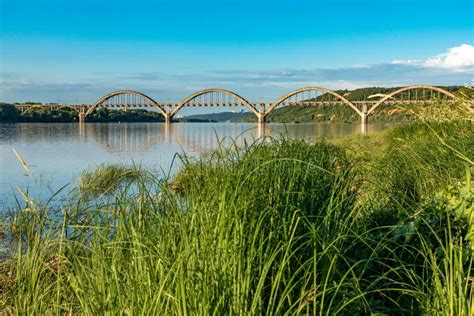 Railway Bridge Over the Oka River in the Nizhny Novgorod Region. Russia Stock Image - Image of ...