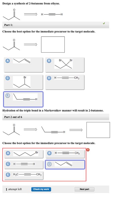 Solved Design a synthesis of 2-butanone from ethyne. Choose | Chegg.com