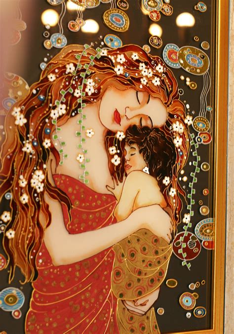 Pittura in vetro colorato Gustav Klimt Madre e bambino Regali | Etsy