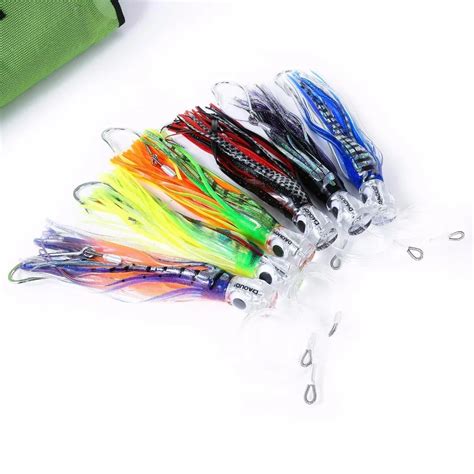 Octopus Skirts Trolling Lures Saltwater Tuna Marlin Wahoo Trolling Skirt Lures with Stainess ...