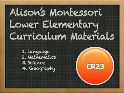 Alison's Montessori Lower Elementary Curriculum Materials (6-9)