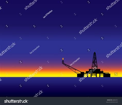 Oil Rig Sunset Illustration. - 6806791 : Shutterstock