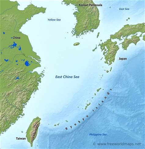 East China Sea map - by Freeworldmaps.net