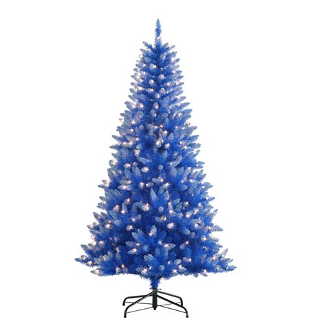 Pre-Lit 6.5' Fashion Blue Artificial Christmas Tree with 300 Lights, Blue - Walmart.com ...