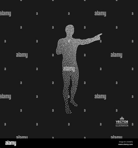 Man pointing his finger. Dotted silhouette of person. Vector ...