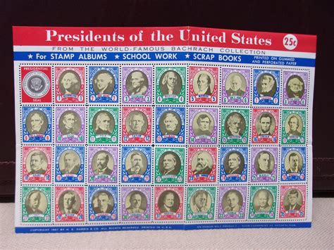 Stamps Presidents of the United States1961 Copyrighth.e. | Etsy