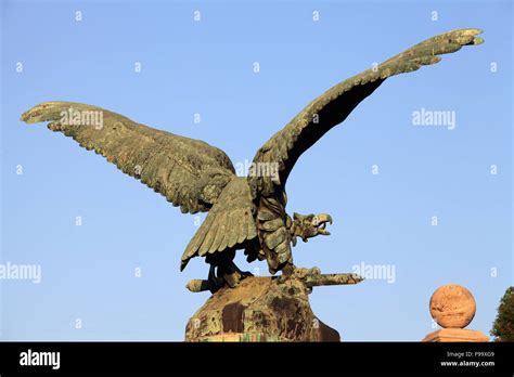 Hungary, Budapest, turul mythical bird statue, Royal Palace Stock Photo ...