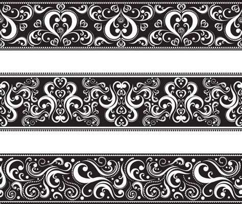 Seamless floral borders set vector | Free download