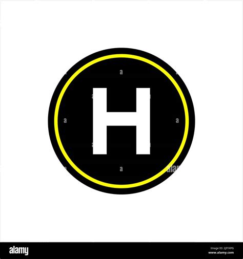 Helipad Icon, Helicopter Landing Pad, Area, Platform, H Letter, Vector Art Illustration Stock ...