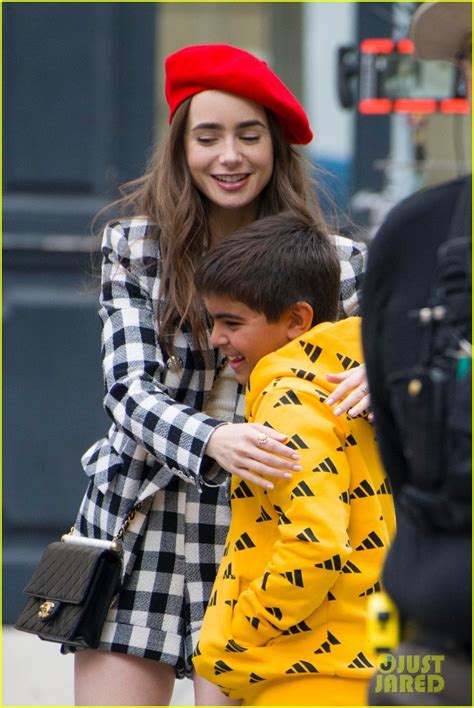 Lily Collins Wears a Red Beret For 'Emily in Paris' Filming | Photo 1253787 - Photo Gallery ...