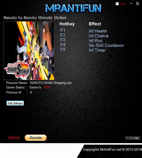 Naruto to Boruto: Shinobi Striker Trainer +5 v2.05 MrAntiFun GAME TRAINER download pc cheat codes