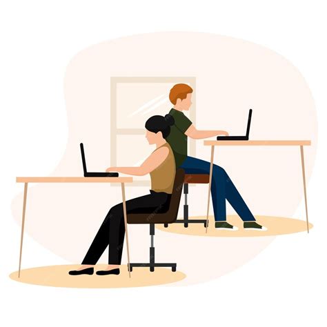 Premium Vector | Pair of people characters working on a coworking ...