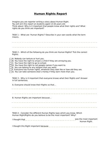 Human Rights Report Sheet | Teaching Resources