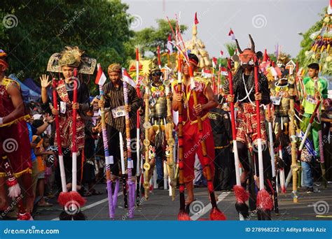 Stilts (festival Egrang) Carnival To Celebrate Indonesian Independence Day Editorial Photography ...