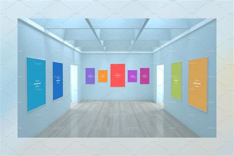 Art Gallery multi Frames Mockup 3D | Mockups ~ Creative Market