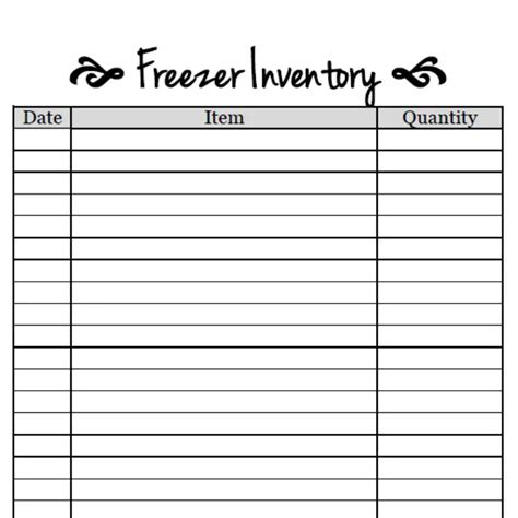 Free Printable-Freezer Inventory Sheet