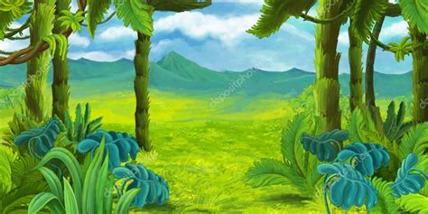 Cartoon scene with green jungle — Stock Photo © agaes8080 #160300108