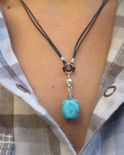 Leather Cord Necklace.Gemstone Necklace.Sterling Silver Necklace ...